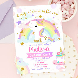 Convite de Aniversário Mágico de Unicórnio