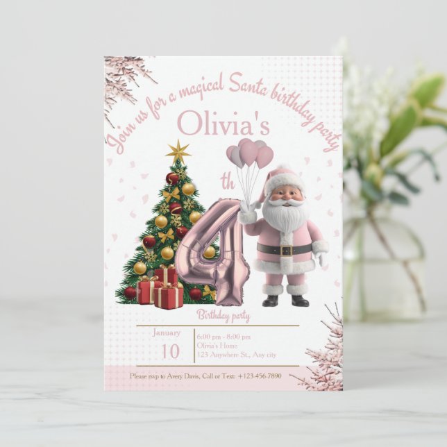 Convite de Aniversário Mágico do Papai Noel – 4º A (Em pé/Frente)