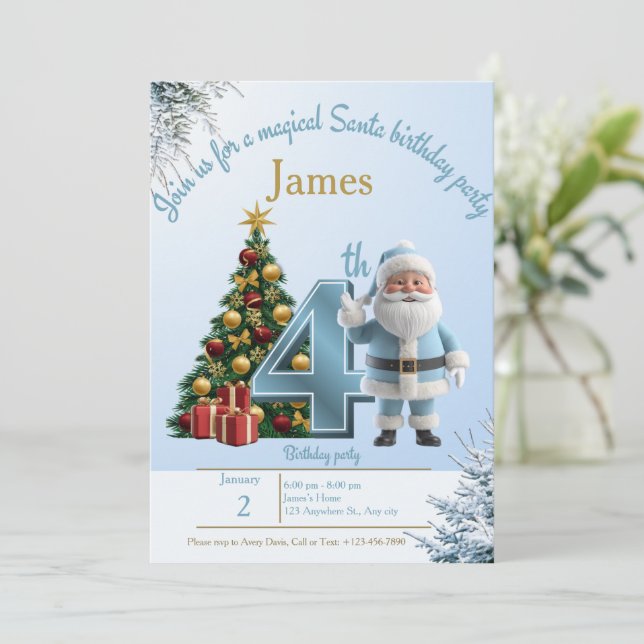 Convite de Aniversário Mágico do Papai Noel – 4º A (Em pé/Frente)