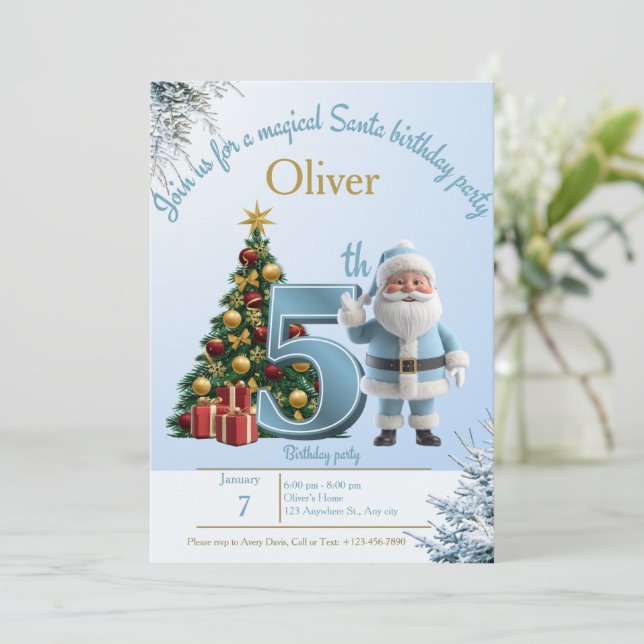 Convite de Aniversário Mágico do Papai Noel – 5º A (Em pé/Frente)