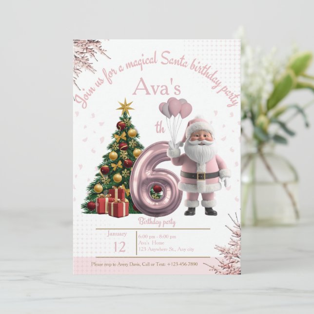 Convite de Aniversário Mágico do Papai Noel – 6º A (Em pé/Frente)