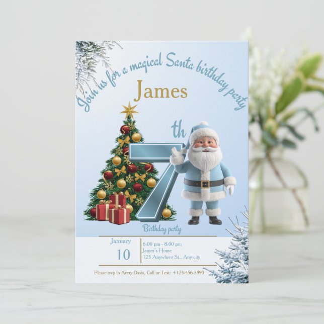 Convite de Aniversário Mágico do Papai Noel – 7º A (Em pé/Frente)