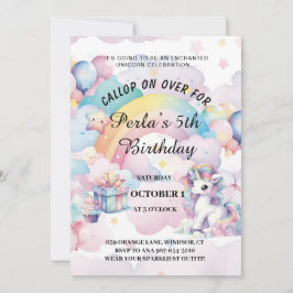 Convite de aniversário mágico e arco-íris 2025