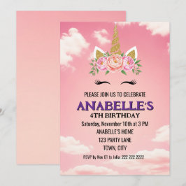 Convite de Aniversário Mágico Personalizado Unicór