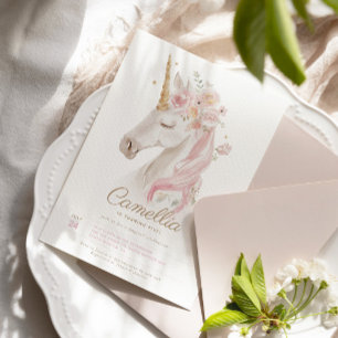 Convite de aniversário Mágico Watercol Unicorn