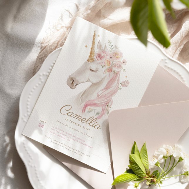 Convite de aniversário Mágico Watercol Unicorn (Criador carregado)
