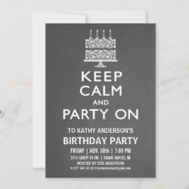 Convite de Aniversário Mantenha a Calma e Continue