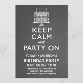 Convite de Aniversário Mantenha a Calma e Continue