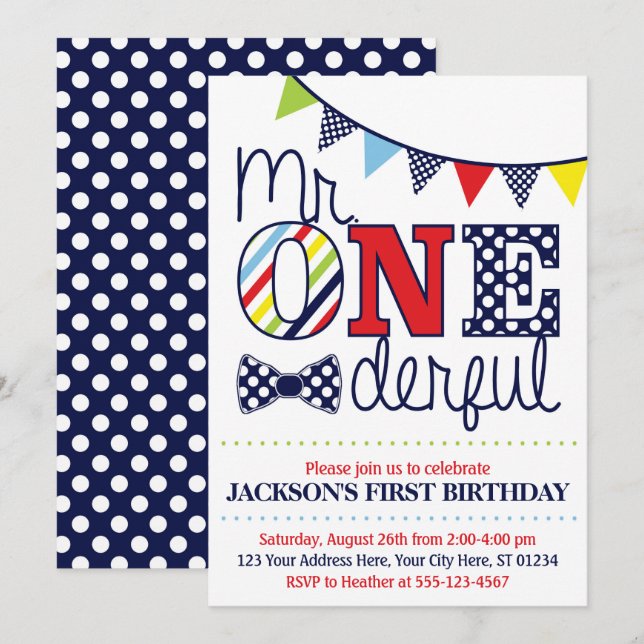 Convite de Aniversário Maravilhoso (Frente/Verso)