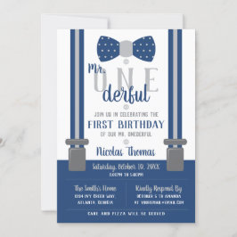Convite de aniversário maravilhoso, Azul, Cinza