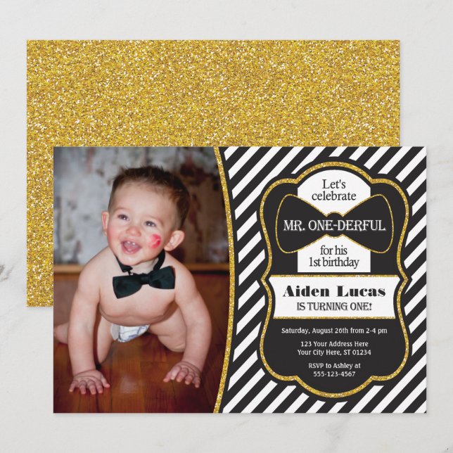 Convite de Aniversário Maravilhoso com Foto (Frente/Verso)