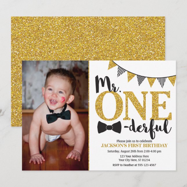 Convite de Aniversário Maravilhoso com Foto (Frente/Verso)