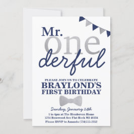 Convite de Aniversário Maravilhoso (marinho e prat