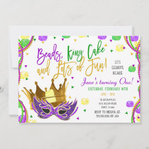 Convite de aniversário Mardi Gras