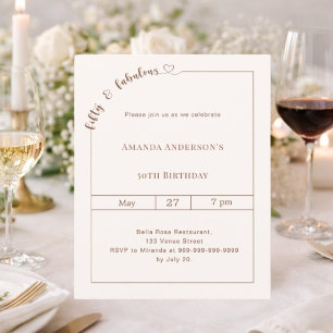 Convite de aniversário marfim 50 e fabuloso