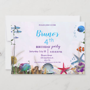 Convite de aniversário marinho submarino