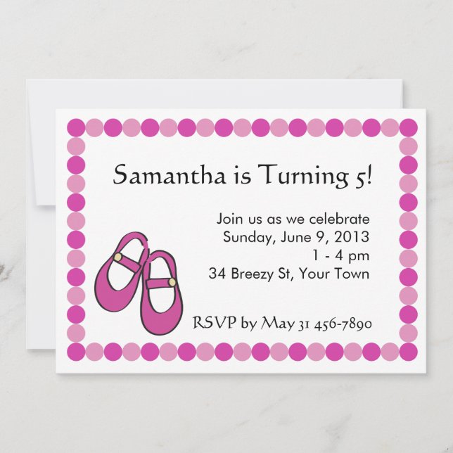 Convite de aniversário Mary Janes (Frente)