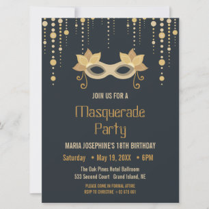 Convite de aniversário Mascarada moderno
