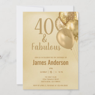Convite de Aniversário Masculino 40 e Fabuloso