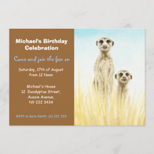 Convite de aniversário Meerkats