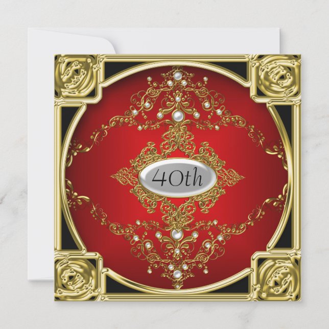 Convite de Aniversário Melhor Dourado Vermelho (Frente)