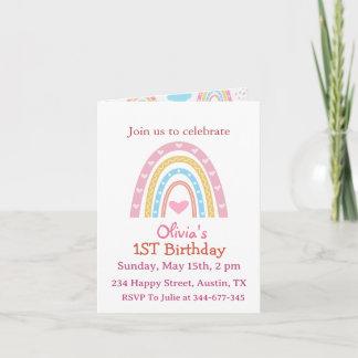 Convite de Aniversário Menina Arco-íris Boho Paste