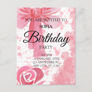 Convite de Aniversário Menina Arco Rosa