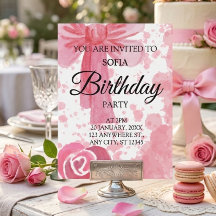 Convite de Aniversário Menina Arco Rosa