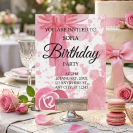 Convite de Aniversário Menina Arco Rosa