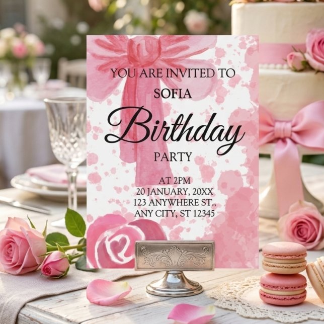 Convite de Aniversário Menina Arco Rosa (Criador carregado)