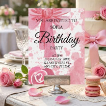 Convite de Aniversário Menina Arco Rosa