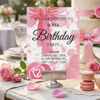 Convite de Aniversário Menina Arco Rosa