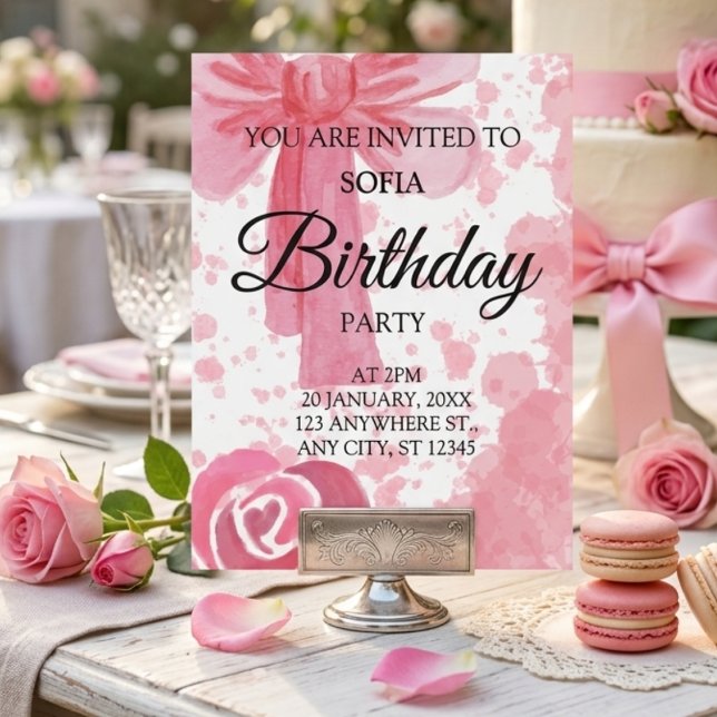 Convite de Aniversário Menina Arco Rosa (Criador carregado)