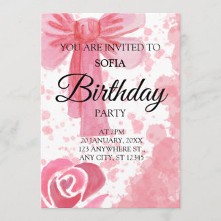 Convite de Aniversário Menina Arco Rosa