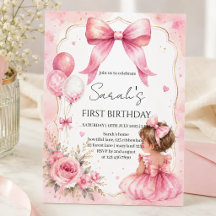 Convite de Aniversário Menina Arco Rosa Aquarela