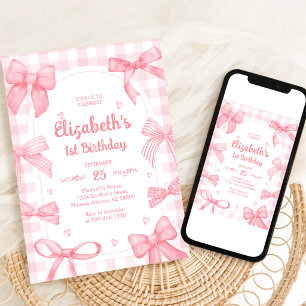 Convite de Aniversário Menina Arco Rosa Coquette