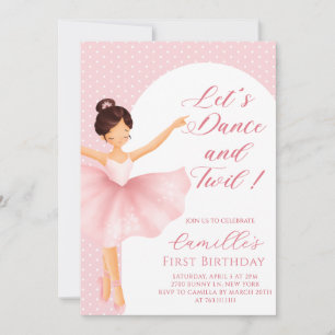 Convite de Aniversário Menina Bailarina de Bola Ro