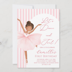 Convite de Aniversário Menina Bailarina Rosa