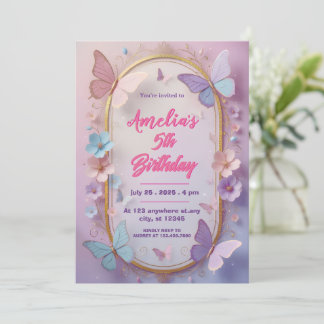 Convite de Aniversário Menina Borboleta 3D