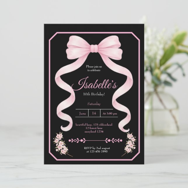 Convite de Aniversário Menina Coquete Rosa (Em pé/Frente)
