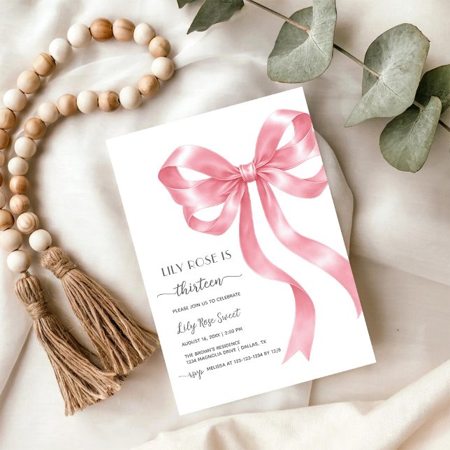 Convite de Aniversário Menina Laço Rosa (Criador carregado)