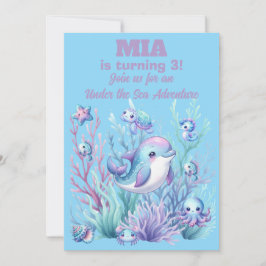 Convite de Aniversário Menina Sob o Mar - Editável