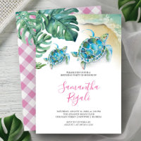 Convite de Aniversário Menina Tartaruga Marinha