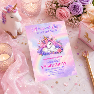 Convite de Aniversário Menina Unicórnio Caprichoso