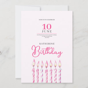 convite de aniversário menina velas rosa