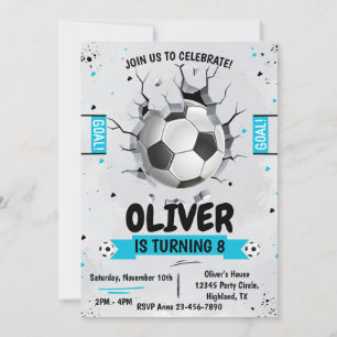 Convite de aniversário menino futebol azul