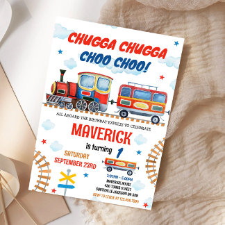 Convite de Aniversário Menino Trem Chugga Cho Cria