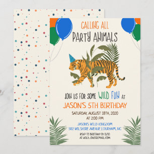 Convite de Aniversário Menino Zoológico da Selva -