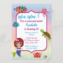 Convite de aniversário Mermaid