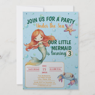 Convite de aniversário Mermaid